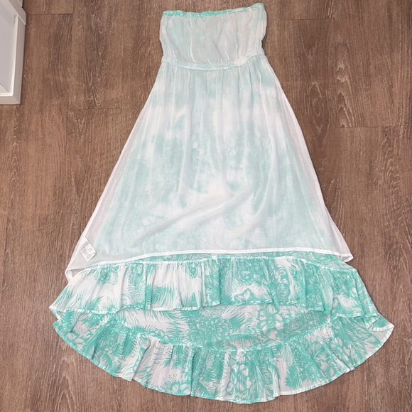 Rip Curl Green/White Tropical Print Hi-Lo Dress - Picture 11 of 15